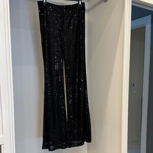 Pink Lily medium Black Sequin Wide-Leg Pants.  Great condition
